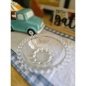 Clear Imperial Glass Candlewick Dish Bobble Rim Footed‎ Trinket Bowl